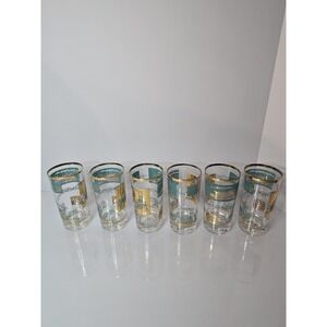 Southern Comfort Liberty Riverboat High Ball Glasses 5.5" Teal libbey styl 6 VTG